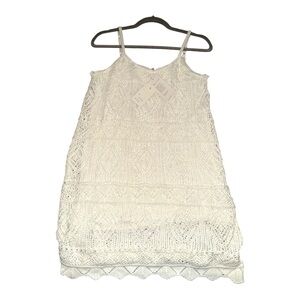 A New Day Medium White Knit Crochet Slip Dress Beach Resort Boho Festival NWT